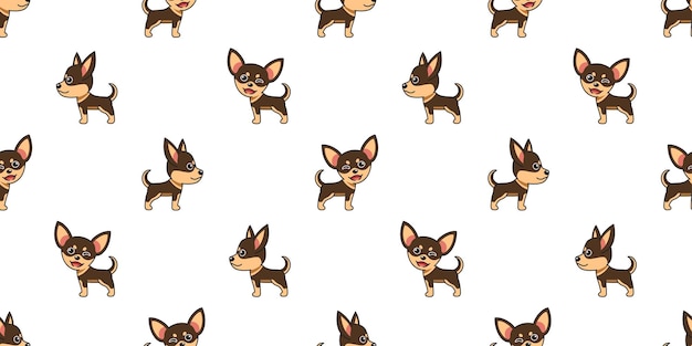 Vector vector cartoon chihuahua dog seamless pattern background