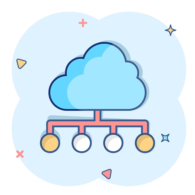 Premium Vector | Vector cartoon cloud computing technology icon in comic  style infographic analytics illustration pictogram network business splash  effect concept