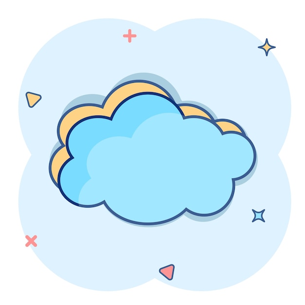 Vector cartoon cloud sky icon in comic style air bubble sign illustration pictogram cloud business splash effect concept