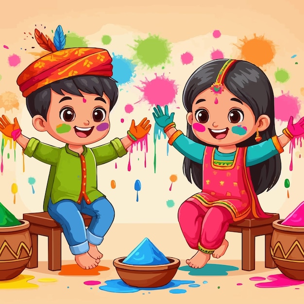 vector cartoon Colorful happy Holi festival background design