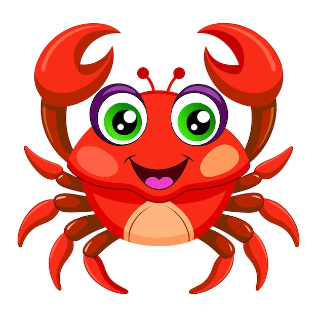 Vector cartoon crab posing on white background