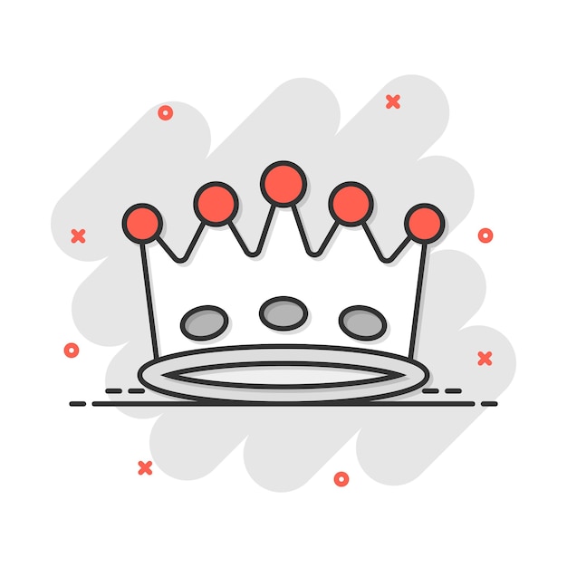 Vector vector cartoon crown diadem icon in comic style royalty crown illustration pictogram king princess royalty business splash effect concept