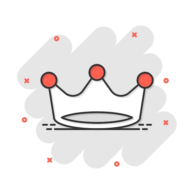 Vector vector cartoon crown diadem icon in comic style royalty crown illustration pictogram king princess royalty business splash effect concept