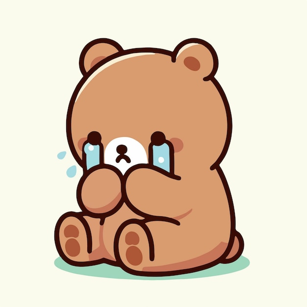 Vector vector cartoon crying bear illustration