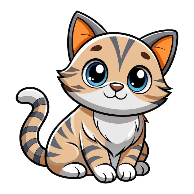 Vector vector of cartoon cute baby cat on white