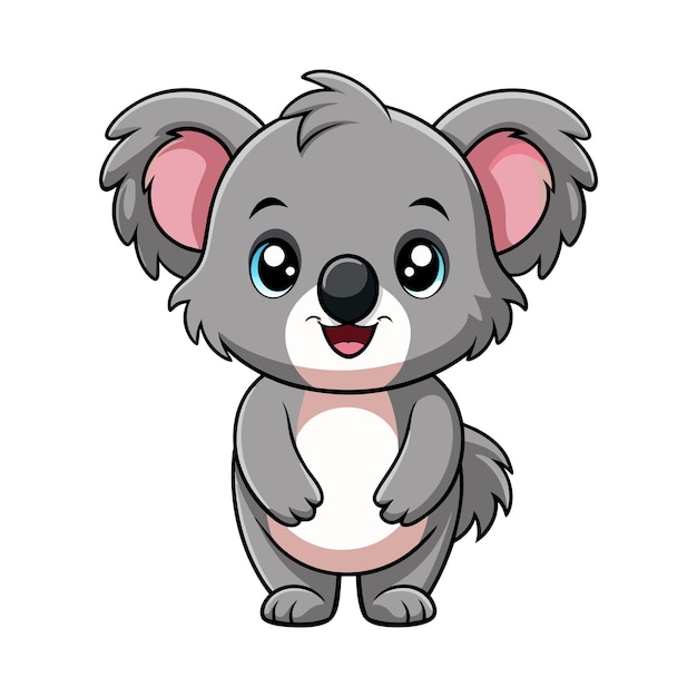 Vector vector of cartoon cute baby koala on white