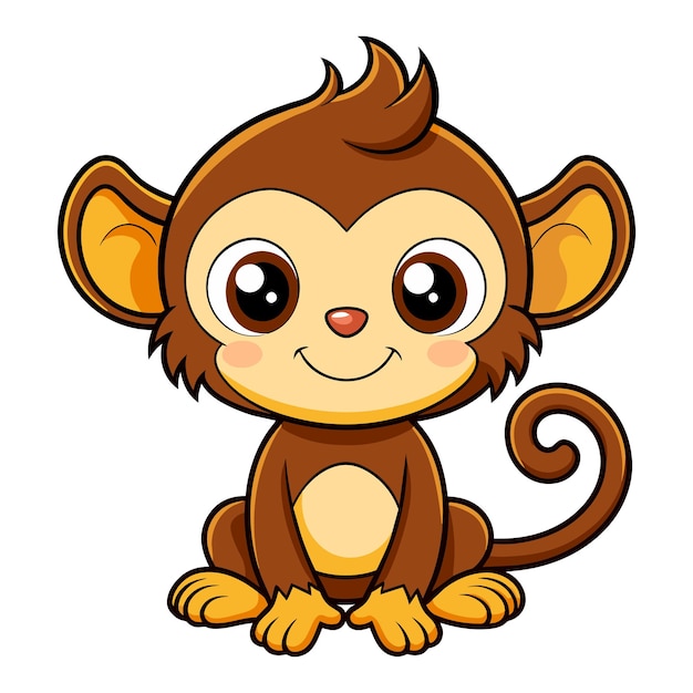Vector vector of cartoon cute baby monkey on white