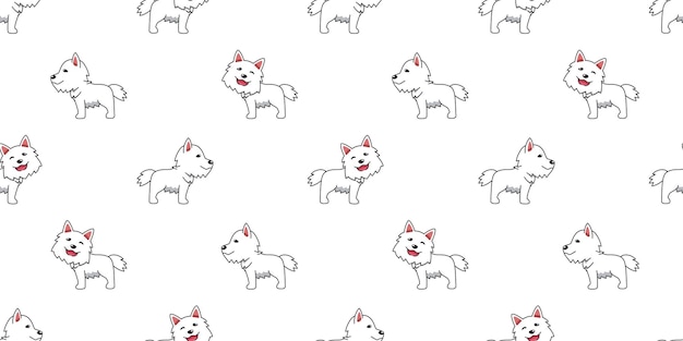 Векторный мультфильм милая собака бесшовный рисунок фона