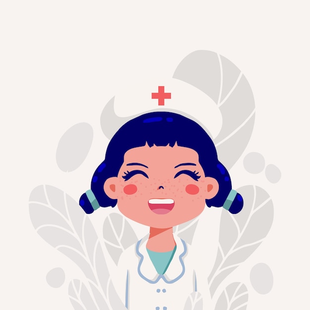 vector cartoon cute nurse smiling