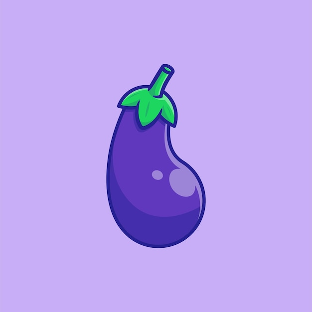 Vector Cartoon Cute Purple Eggplant