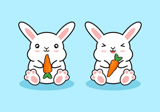 Векторная мультфильмная иллюстрация милых кроликов