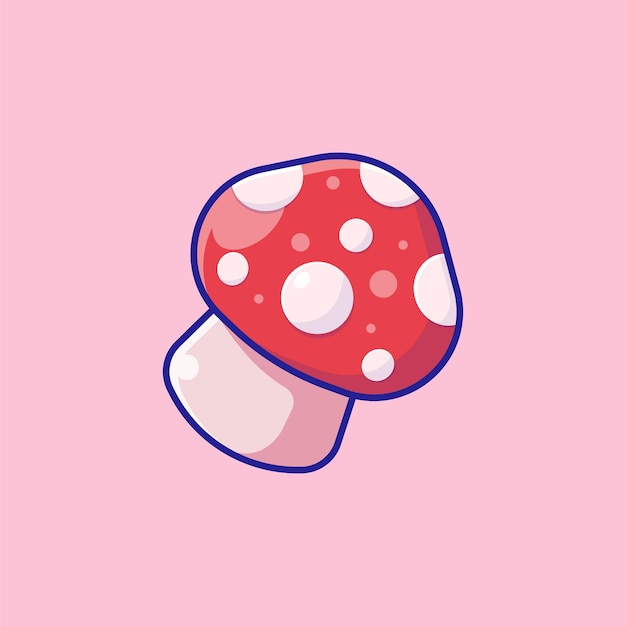 Vector Cartoon Cute Red Mushroom