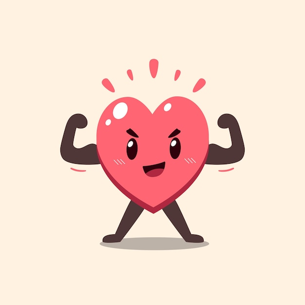 Vector vector cartoon cute strong heart character for design.