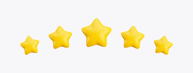 vector cartoon d five gold stars realistic d render game achievements concept on white background
