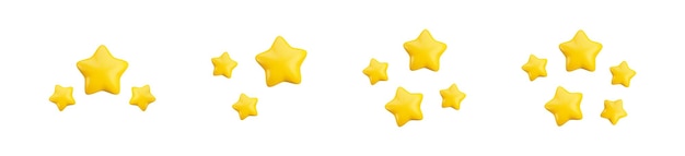 Vector cartoon d gold stars set collection realistic d render star set on white background high