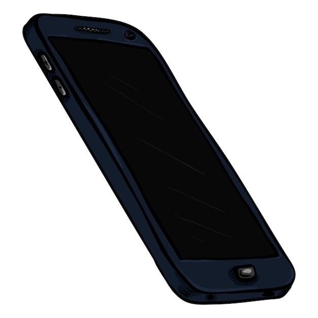 Vector Cartoon Dark Blue Mobile Phone Cellphone