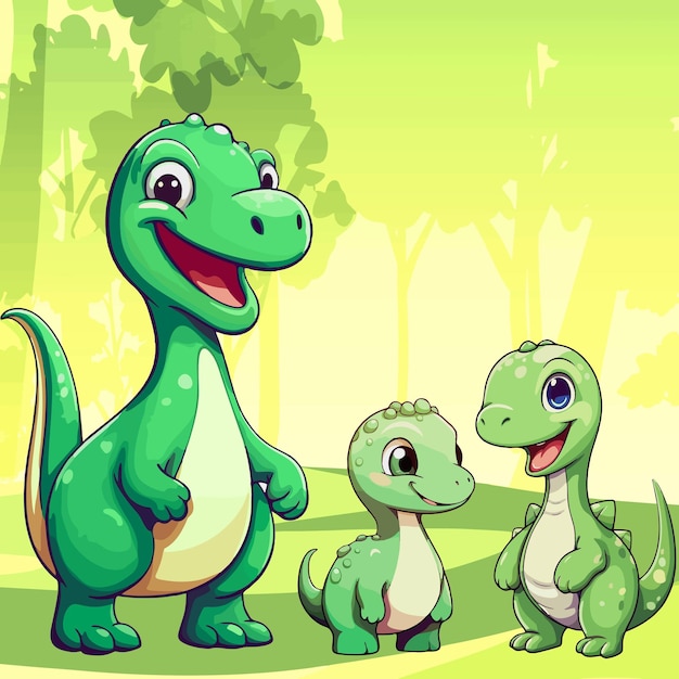 vector cartoon dinosaur in the forest