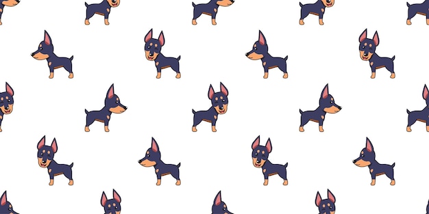 ベクトル漫画ドーベルマン犬のシームレスなパターン背景