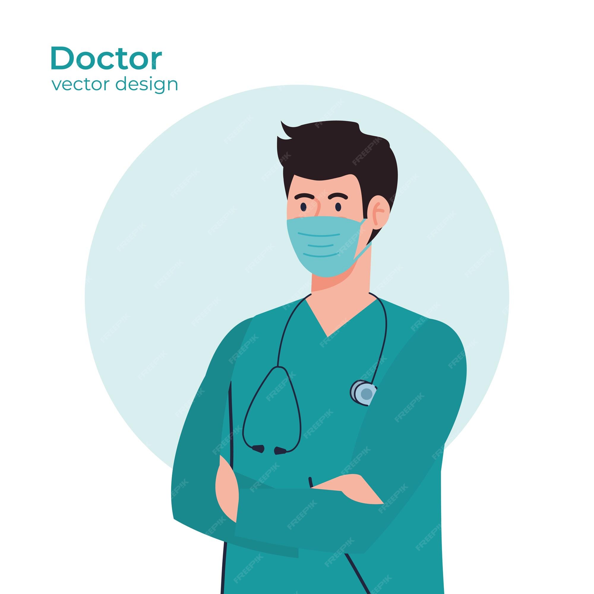 Premium Vector | Vector cartoon doctor. flat background. Premium Vector | Vector cartoon doctor. flat background.