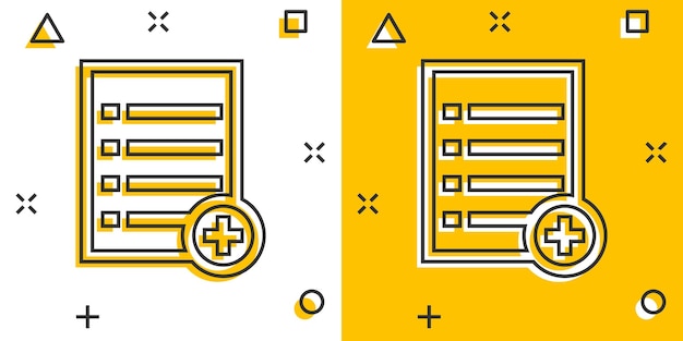 Vector cartoon documentpictogram in komische stijl Papier pagina teken illustratie pictogram Opmerking splash effect bedrijfsconcept