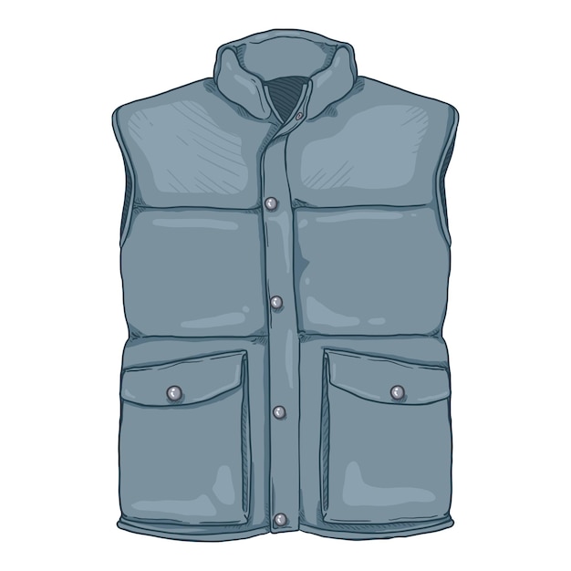 Vector cartoon down vest blauw vest illustratie