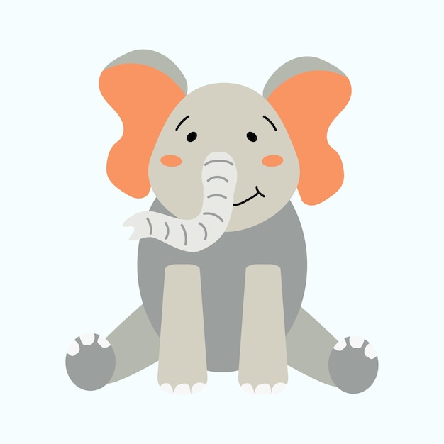 Vector cartoon elephant Cute elephant in a flat style Popular wild African animal