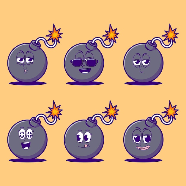 Vector cartoon emojis of bomb