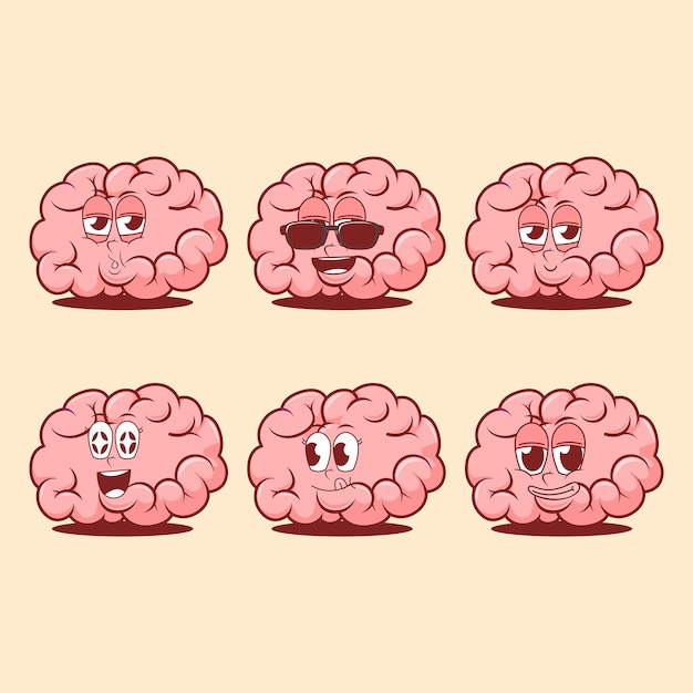 Vector vector cartoon emojis of brain organ