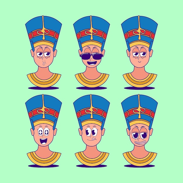 Emoji vettoriali dei cartoni animati del re egiziano