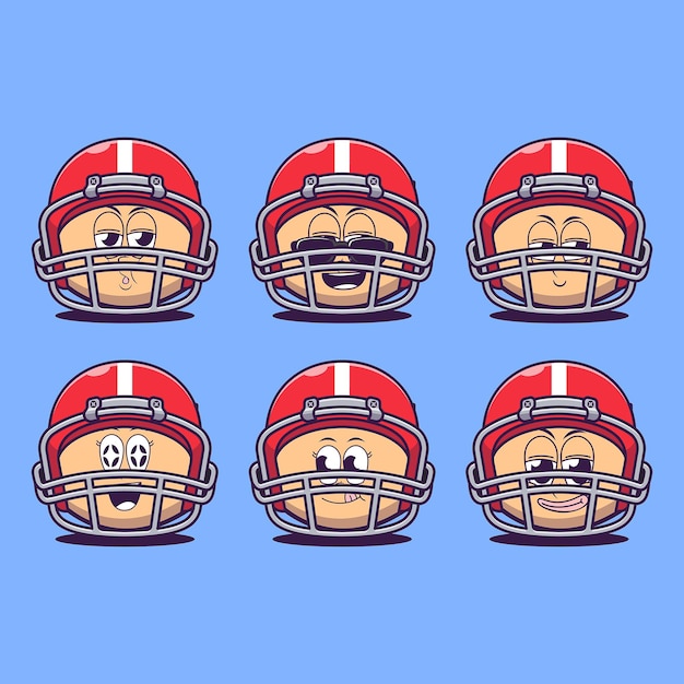 Vector vector cartoon emojis of rugby player