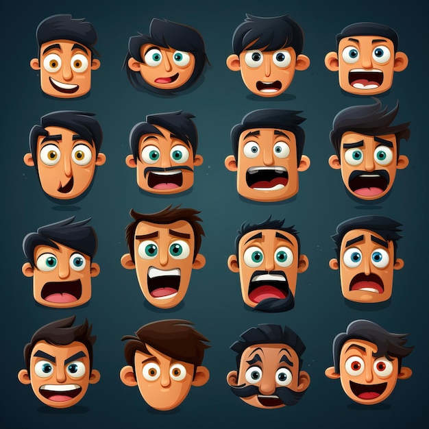 Vector of cartoon face expression 2d flat stylize 250