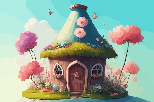 Vector cartoon fairytale fantasy houses and dwellings of dwarfs or gnomes vector funny huts kids