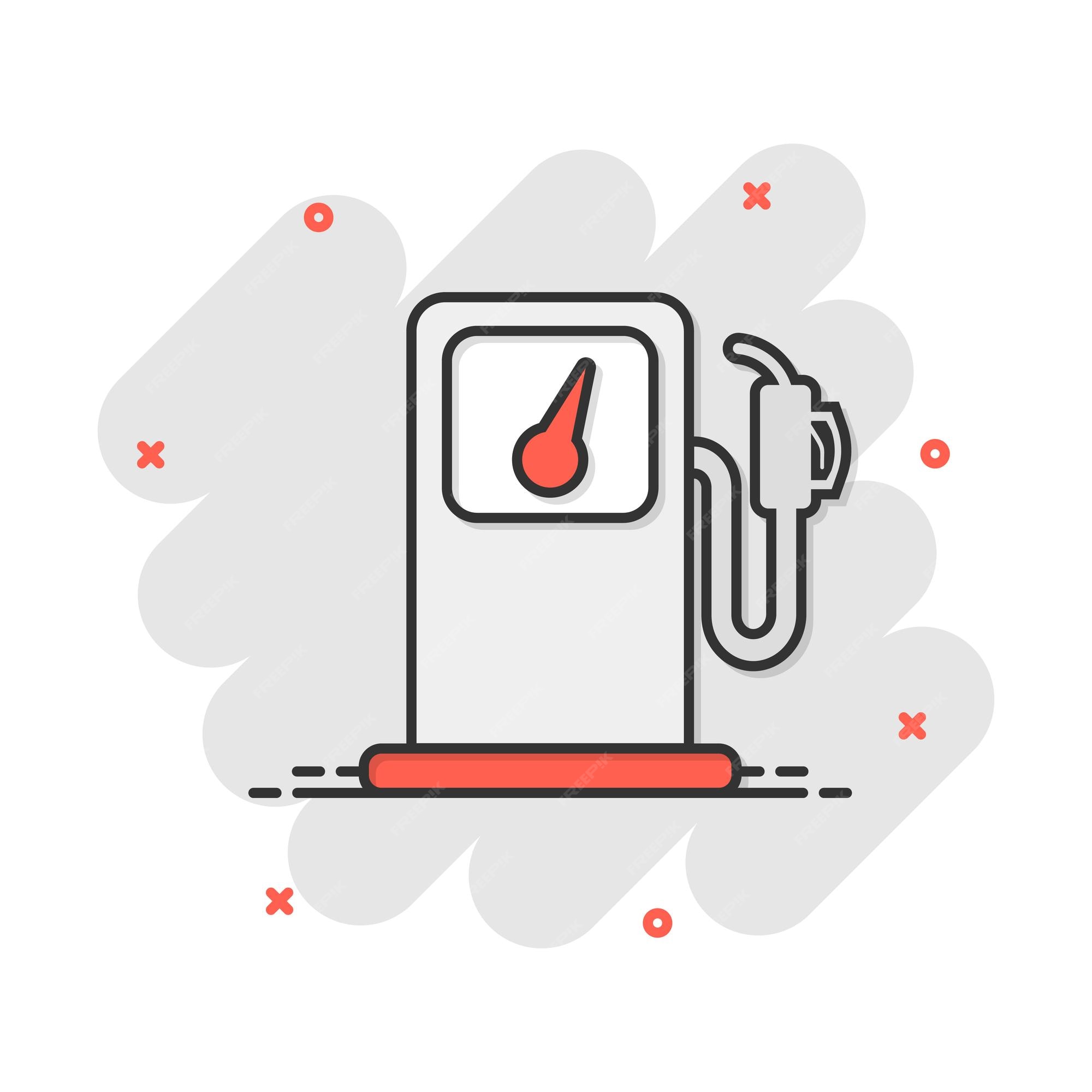 Premium Vector | Vector cartoon fuel gas station icon in comic style car petrol pump sign illustration pictogram fuel business splash effect concept Premium Vector | Vector cartoon fuel gas station icon in comic style car petrol pump sign illustration pictogram fuel business splash effect concept