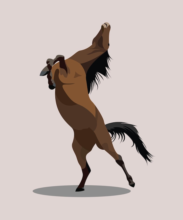Vector vector cartoon funny horse isolated on light brown background