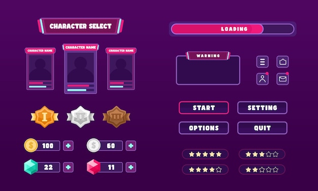 Vector vector cartoon game user interface concept