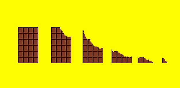 Vector Cartoon gebeten chocoladestukjes op felgele achtergrond