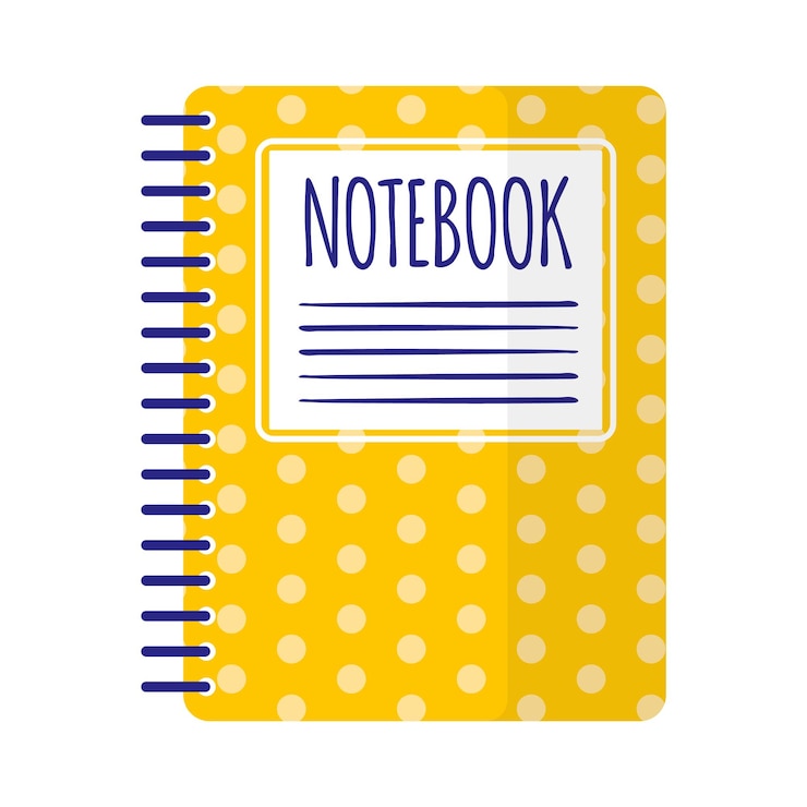 Vector vector cartoon gele polka dot geregeerd notebook. terug naar school