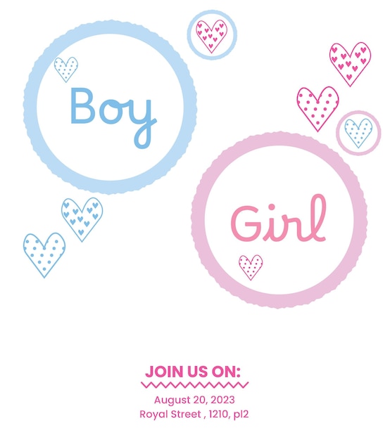 Vector vector cartoon gender reveal invitation template