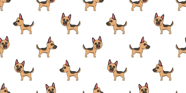 Vector cartoon german shepherd dog seamless pattern background