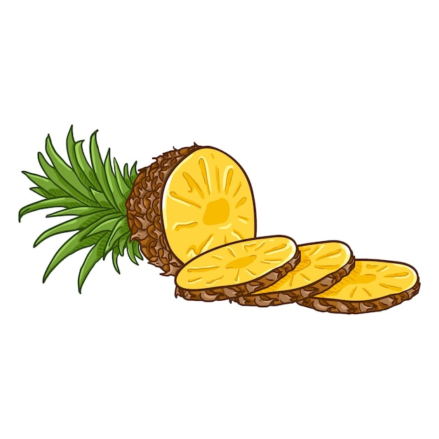 Vector cartoon gesneden ananas