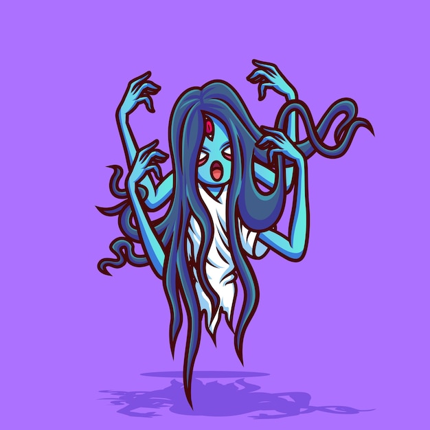 Vector cartoon ghost girl japanese named yurei or ghost girl vector japan mythology flat