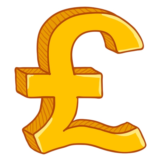 Vector Cartoon Gold Currency Sign Britain Pound Symbol