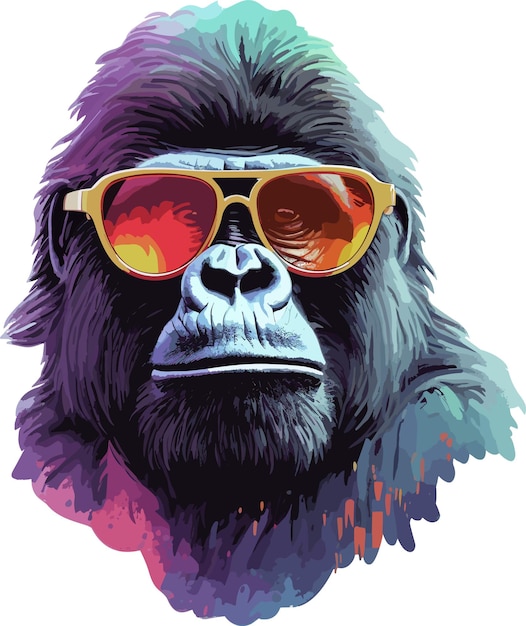 Vector vector cartoon gorilla dragen zonnebril illustratie