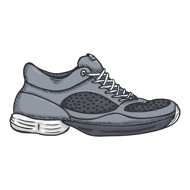 Vector Cartoon Gray Running Shoes Side View