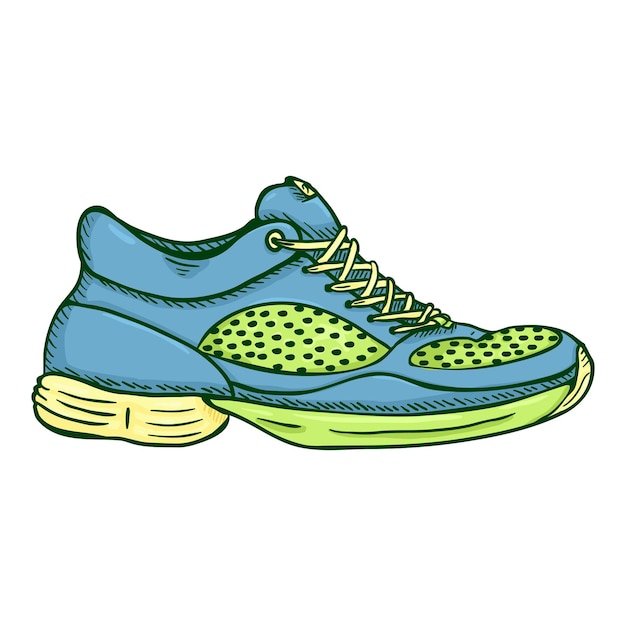 Vector Cartoon Green and Blue Running Shoes Side View