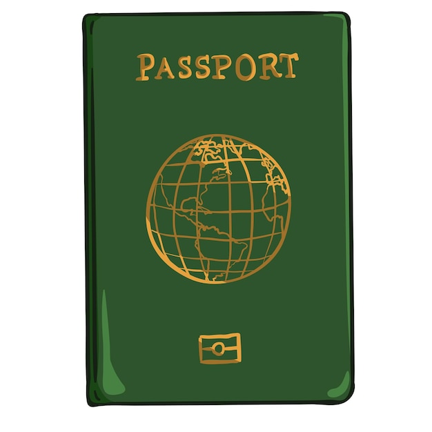 Vector cartoon green international passport