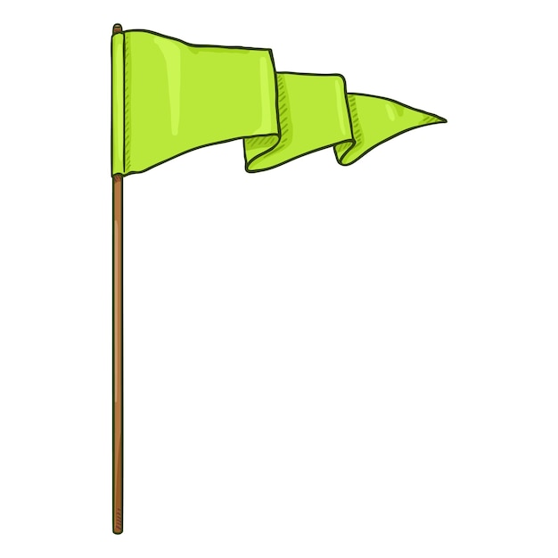 Bandiera del triangolo d'ondeggiamento verde del fumetto di vettore