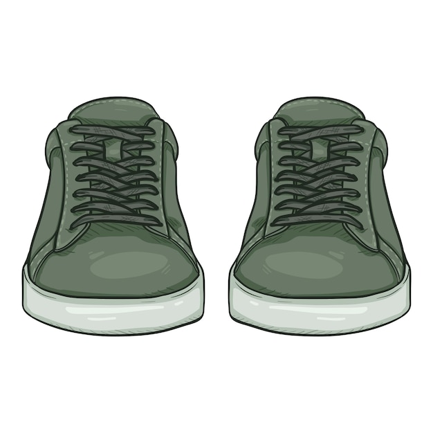 Vector Cartoon Groene Sneakers Smart Casual Schoenen Illustratie