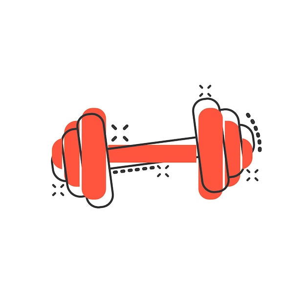 Vector cartoon halter fitness gym pictogram in komische stijl Barbell concept illustratie pictogram Bodybuilding sport splash effect bedrijfsconcept