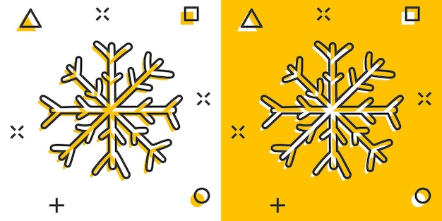 Векторный мультфильм рисованной значок снежинки в комическом стиле Эскиз снежинки каракули иллюстрации пиктограмма Handdrawn зима Рождество бизнес всплеск эффект концепции